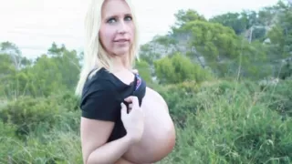 Sexy MILF Huge Tits Outside Expose