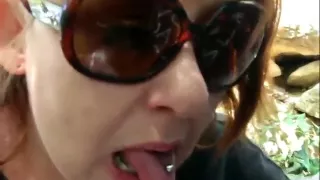 Mature Woman Gives Blowjob in the Woods