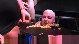 Vivacious blonde girl drinking