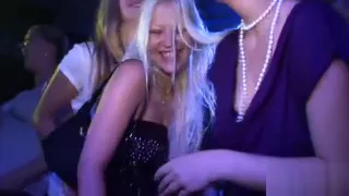 Tons of cream in blonds mouth