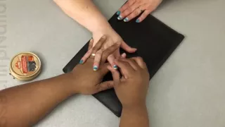 My coworker helps me with lubricating my leather case.