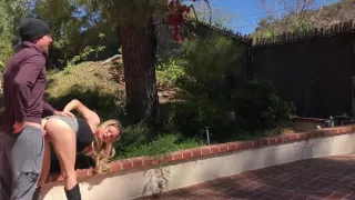 MILF in the yard fucks peeping neighbor - Erin Electra