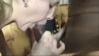 Hot Blonde Interracial dick sucking