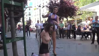 Bdsm slut walked naked in public