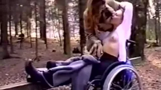 Wheelchair girl outdoor fun