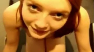 Brunette teen young babe sucks BFs dick in the fitting room