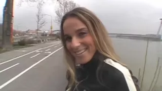 Hard dick pleases by her wet mouth outdoor