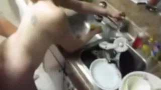 Horny man put his big dick in her pussy from behind