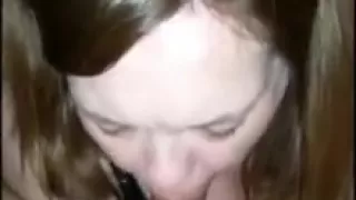 Cock loving blonde slut blows off hard fat cock and enjoying