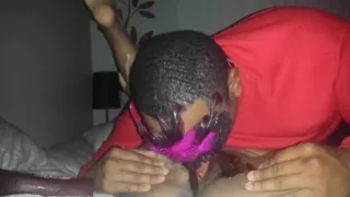 Masked Dude Licking Her GF'S Pussy