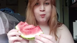 All Natural BBW Eating Watermelon