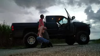 Horny wife getting fucked doggie style on an old dirt road