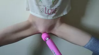 she cums so hard she can barely stand - loud intense orgasm