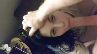 Horny slut sucking my dick