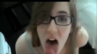Cute Nerdy Chick Fucks and Gets a Facial