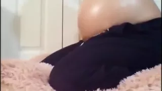 9 Months Pregnant Oiling Belly and Milking Tits