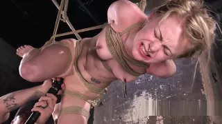 Blonde gets wighted crotch rope