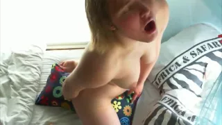 Hairy FTM Fucks Own Ass with Large Dildo And Cums on Wand