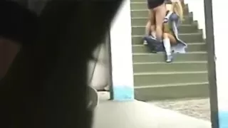 Blonde blowjob in stairs