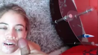 Italian Teen Sucking a cock and getting blasted with cum face