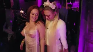 Redhead Chrissy and Blond Gabi having fun at the club - White Party 2019