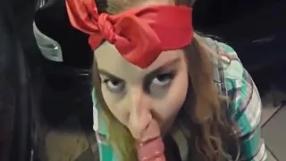 Pinup Girl Gives a Blowjob and Swallows