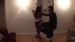Redhead tramples cuckold while seducing stranger