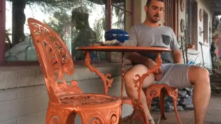 Man caught naked in the frontyard