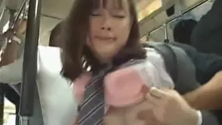 Schoolgirl has to give a blowjob in a Bus