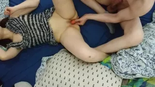 Sweet Bunch Is Manstured With A Carrot Until His Boyfriend Until She Cum
