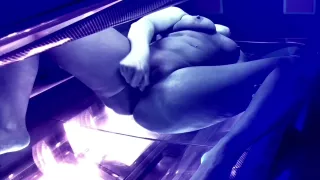 Soaking up some sun using glass dildo till I cum; public masturbation