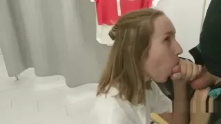Shopping Ended With Risky Blowjob In Fitting Room