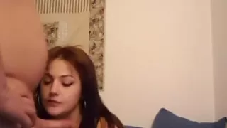 Submissive madelynn sucks my cock like a pro