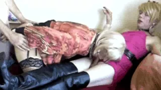 Amateur threesome with mature crossdressers