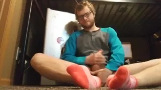 Guy in Valentines Socks Plays With Cock and Ass