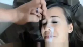 Real facial on genuine brunette