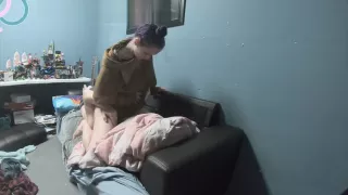 Young amateur with nice butt and petite tits rides husbands face