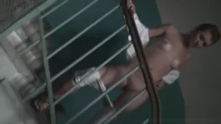 Amateur strip on the stairs