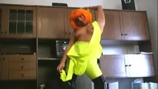 Hot rubber babe is spreading legs and her pussy wide