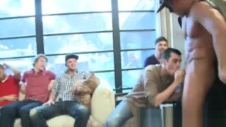 Regular guys sucking male strippers
