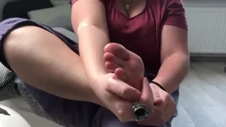German girl self foot worship