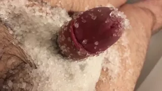 Treating my cock with salt until i cam