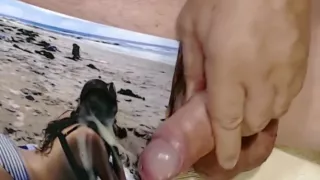 sexy slut gets cum on her face and panty