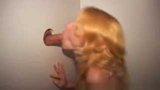 Gloryhole hungry slut gets ass creampie