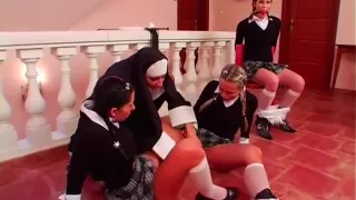 Lezdom bitch domina nun punishes girls