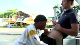 Black thug sucks white cock