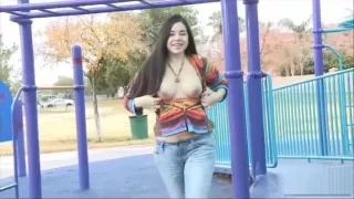 Black hair teen babe with cute perky part1