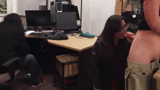 Caught pawnshop thief sucking brokers cock