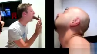 Bald straight guy fooled into gay blowjob