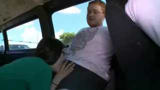 Brunette in Glasses Sucking Cock on the Hump Bus